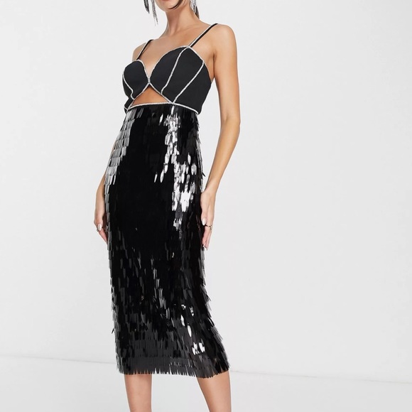 ASOS Diamond Sequin Midi Dress - Picture 2 of 5